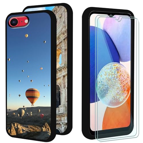 FortiCase 2 Pack Personalisierte Handyhülle + 2 Pack Displayschutzfolie für iPhone SE 2022,Schwarz Silikon Hülle,mit Eigenem Foto Bild Text Case,für iPhone SE 2022 Schutzhülle -2HGTU von FortiCase