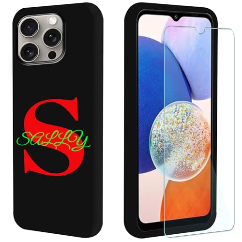 FortiCase Personalisierte Handyhülle + Displayschutzfolie für iPhone 15 Pro,Schwarz Silikon Hülle,mit Name/Name Text Personalisiert Case,für iPhone 15 Pro Schutzhülle -SYZG von FortiCase