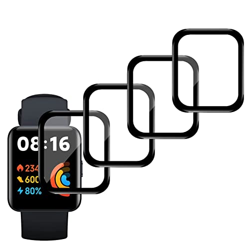 [4-Stück] Kompatibel mit Xiaomi Redmi watch 2 lite, 3D Gebogene Vollabdeckung Schutz Displayschutzfolie, Wasserdicht Folie Anti-Kratzer Blasenfrei HD Klar für Xiaomi Redmi watch 2 lite von Foryo