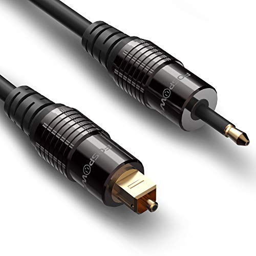 FosPower - Optisches Digital Audio Toslink Kabel auf/zu Mini Toslink (S/PDIF) | Premium QUALITÄT | 24K Vergoldet | Metall-Stecker | 1 m Langes Optisches Kabel von FosPower