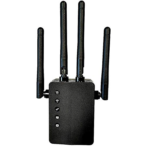 Foscam WE1 Wireless Range Extender 2,4 G & 5 GHz Dual Band WLAN-Verstärker (WLAN-Repeater) mit intelligenter LED-Signalanzeige, 2 LAN-Anschlüssen, WPS-Taste und 4 2dBi Antennen, schwarz von Foscam