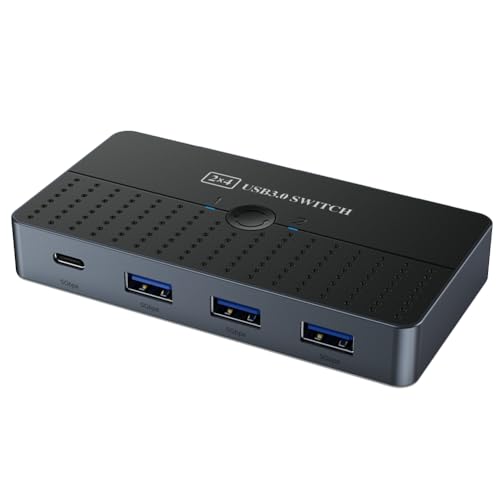 Fossthiroy SA20 USB 3.0 Switch 7 Ports Type C HUB Controller Extend Cable Sharing 2 Computer 1 Mouse Keyboard Printer USB Disk von Fossthiroy