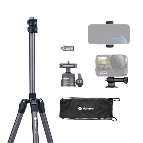 Fotopro 208CM Kamera Stativ mit 360° Kugelkopf, Telefonhalterung, Hohes und strapazierfähiges Ringlicht-Stativ für Kamera und Handy, Maximale Belastung 5 kg von Fotopro