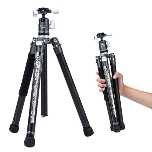 Fotopro Kohlefaser-Stativ für Kamera 2lbs Ultraleichtes 62-Zoll-Reisekamera-Stativ Max lädt bis zu 22lbs X-Aircross 3 Grau von Fotopro