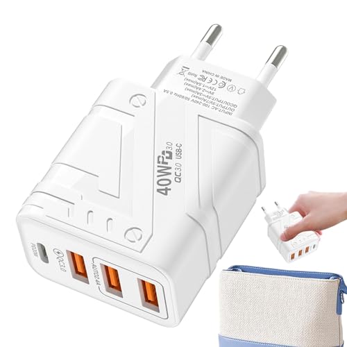 Foway USB-Ladewürfel, Schnellladeblock | Telefon-Ladeblock 40W,4 Port, Schnellladeblock, mechanischer USB-Wandstecker, tragbares Ladegerät für Heimreisen von Foway