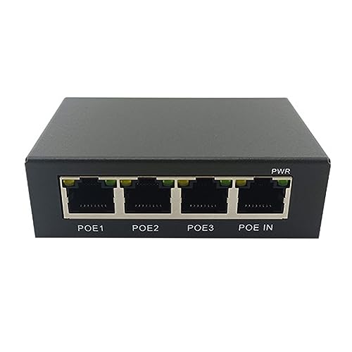 Fowecry 1 Stück 4 Ports Gigabit POE Extender 100/1000M Netzwerk Switch Extender Metall IEEE802.3Af/at Plug & Play für PoE Switch NVR IP Kamera AP von Fowecry