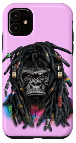 Hülle für iPhone 11 Gorilla mit Reggae Dreadlocks Haar von Fox Republic Design