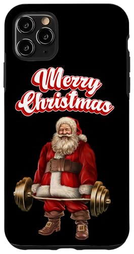 Hülle für iPhone 11 Pro Max Santa Barbell Workout mit Merry Christmas Fitness Cheer von Fox Republic Design