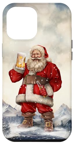 Hülle für iPhone 12 Pro Max Der Weihnachtsmann genießt ein Bier in der verschneiten Bergtalkulisse von Fox Republic Design