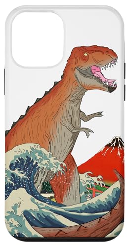 Hülle für iPhone 12 mini Japan Ukiyo Dinosaurier T Rex, Red Mount Fuji, Tsunami von Fox Republic Design