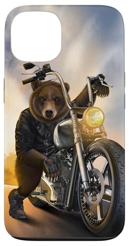 Hülle für iPhone 13 Grizzlybär reitet Chopper Motorrad bei Sonnenuntergang von Fox Republic Design