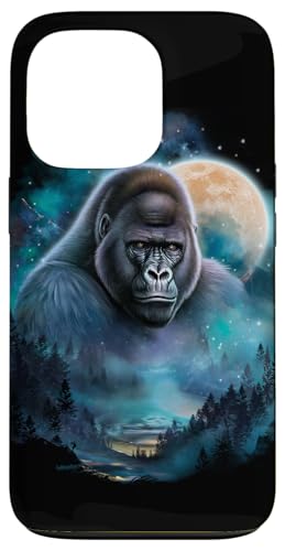 Hülle für iPhone 13 Pro Majestätischer Gorilla unter Mondschein Waldhimmel von Fox Republic Design