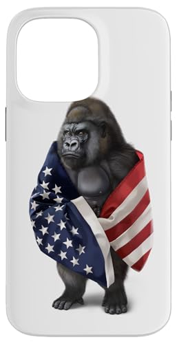 Hülle für iPhone 14 Pro Max Patriotischer Gorilla verpackt in USA-Flagge von Fox Republic Design