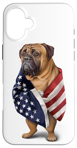 Hülle für iPhone 16 Plus Bullmastiff Dog Patriot Wrap in der Flagge der USA von Fox Republic Design