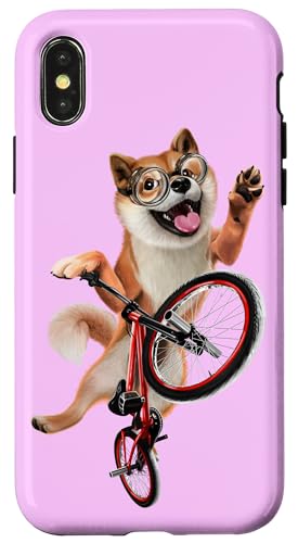 Hülle für iPhone X/XS Glücklicher Shiba-Hund macht Fahrradtricks mit freudigem Geist von Fox Republic Design