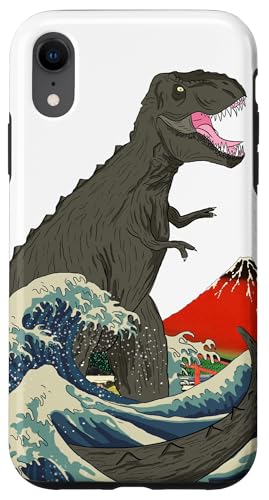 Hülle für iPhone XR Tyrannosaurus Rex Dinosaurier im Berg Fuji Japan Ukiyo von Fox Republic Design