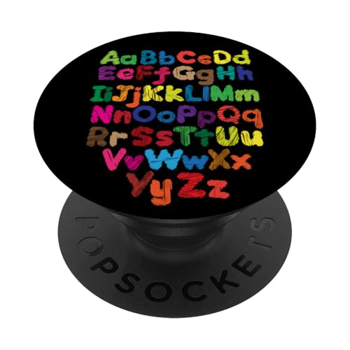 Lebendiges, buntes Alphabet-Typografie-Design PopSockets Klebender PopGrip von Fox Republic Design