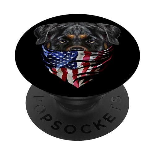 Patriotischer Rottweiler Hund in Flagge der USA Bandana PopSockets Klebender PopGrip von Fox Republic Design