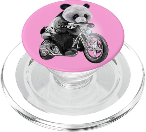 Riesiger Panda mit Jungen auf dem Motorrad PopSockets PopGrip für MagSafe von Fox Republic Design