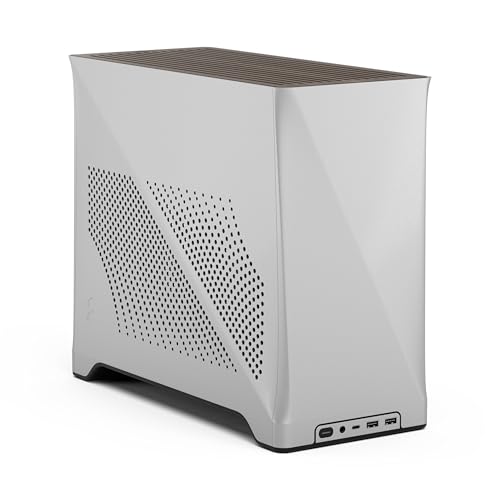 Fractal Design Era 2 ITX PC Case in Silver - Sleek Anodized Aluminum, Solid Walnut Top, Supports 3-Slot GPUs, PCIe 4.0 Riser Cable Included von Fractal Design