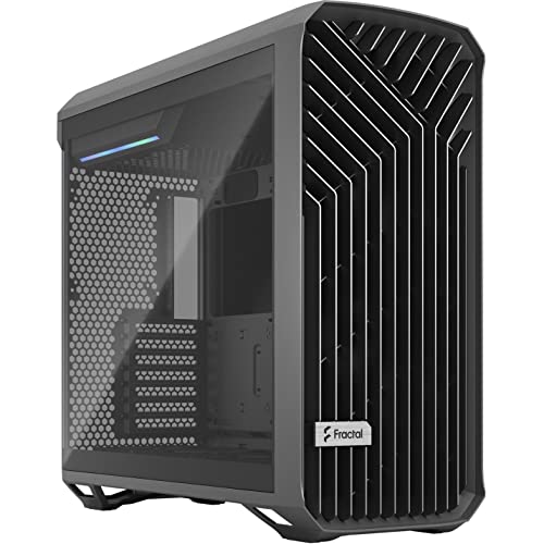 Fractal Design Torrent Gray - Ligth Tint Tempered Glass Side Panel - Open Grille for Maximum air Intake - Two 180mm PWM and Three 140mm Fans Included - Type C - ATX Airflow Mid Tower PC Gaming Case von Fractal Design