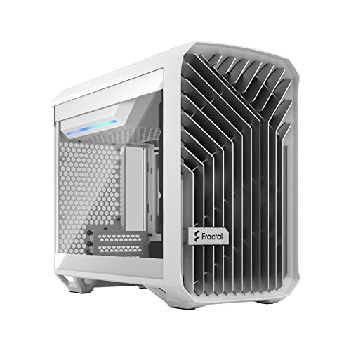 Fractal Design Torrent Nano White - Clear Tint Tempered Glass Side Panel - Open Grille for Maximum air Intake - 180mm PWM Fan Included - Type C - mITX Airflow Mini Tower PC Gaming Case von Fractal Design