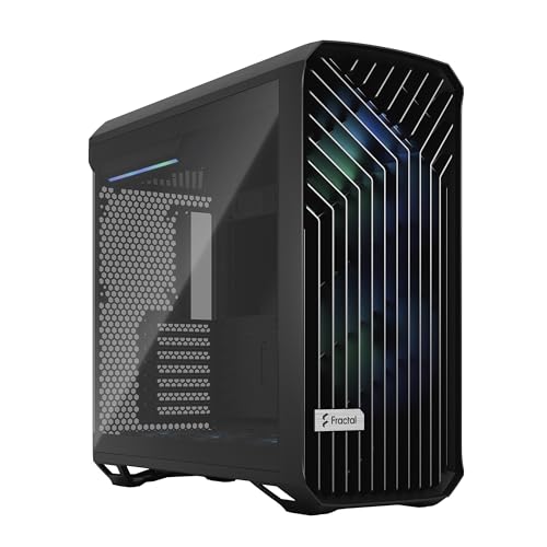 Fractal Design Torrent RGB Black - Light Tint Tempered Glass Panels - Open Grille for Maximum air Intake - Two 180mm RGB PWM and Three 140mm RGB Fans Included - ATX Airflow Mid Tower PC Gaming Case von Fractal Design