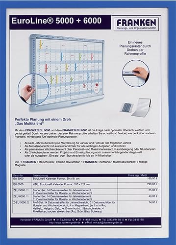 FRANKEN Dokumentenhalter Frame It X-tra!Line, DIN A4, selbstklebend, 5 Stück, blau, ITSA4S/5 03 von Franken