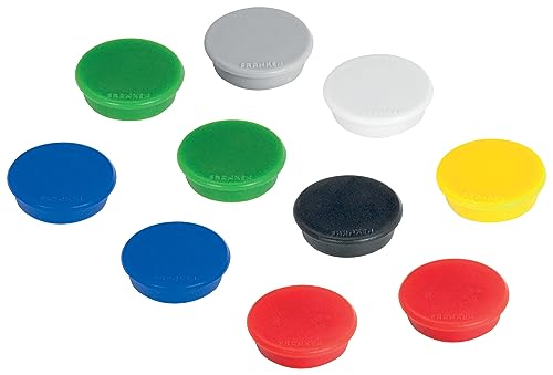 FRANKEN Magnete Rund, 10 Stück, Hochwertige Haftmagnete für Büro, Haushalt, Werkstatt, ideal für Whiteboards, Kühlschrank, Plantafeln oder Schaukästen, 38 mm, Bunt, HM38 99 von Franken