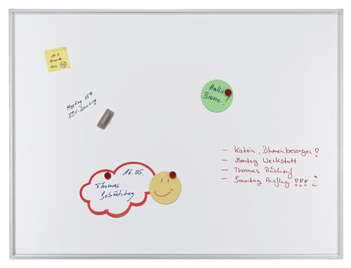 FRANKEN Whiteboard, Schreibtafel ECO, emailliert, magnetisch, beschreibbar, trocken abwischbar, mit Aluminiumrahmen, Magnettafel zur Wandbefestigung, Weiß, 90 x 60 cm, SC4202 von Franken