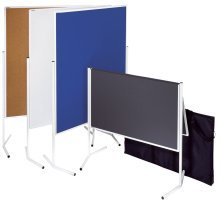 FRANKEN Moderationstafel ECO, doppelseitig, pinnbar, 120 x 150 cm, blau/Filz, klappbar, Pinnwand mit Standbeinen und Rollen, ECO-UMTFG03R von Franken