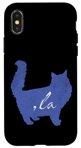 Hülle für iPhone X/XS ,la/ Comma la/Comma la in einer blauen Katzen-Silhouette von Franz And Sabina