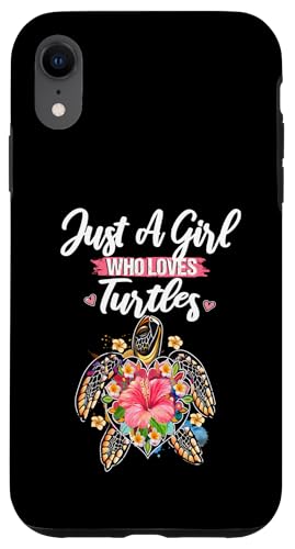 Hülle für iPhone XR Frauen nur ein Mädchen, das Turtles Lustige Schildkröten von Frauen Blumenblumen Boho Grafik