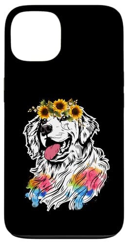 Hülle für iPhone 13 Damen Blumen Golden Retriever Hundeliebhaber Grafik von Frauenhundliebhaber stechen lustig