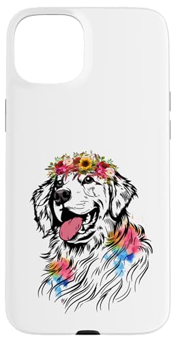 Hülle für iPhone 15 Plus Damen Blumen Golden Retriever Hundeliebhaber für Mutter von Frauenhundliebhaber stechen lustig