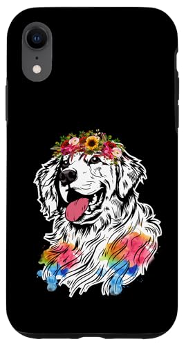 Hülle für iPhone XR Damen Blumen Golden Retriever Hundeliebhaber Grafik von Frauenhundliebhaber stechen lustig