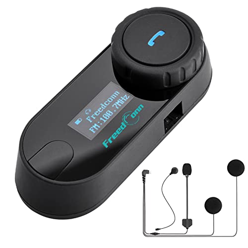 FreedConn Bluetooth Motorrad Headset T-COM SC BT5.0 Helm Intercom System mit Musikfreigabe für Motorrad/3 Fahrer Paring/800 m 2 Fahrer Sprechen gleichzeitig mit hartem/weichem Mikrofonkabel von FreedConn