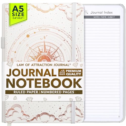 Freedom Mastery Law of Attraction Journal - liniertes Papier, nummerierte Seiten, 100gsm elfenbeinweißes Papier, Notizbuch mit Stifthalter, A5 Gebundene Ausgabe von Freedom Mastery