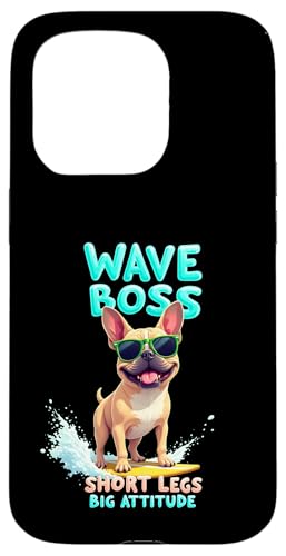 Coole französische Bulldogge Surf-Hund Hülle für iPhone 15 Pro von French Bulldog Fun Designs