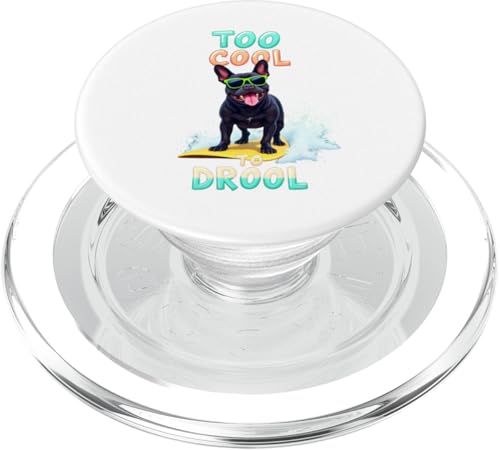 Cooler schwarzer französischer Bulldoggen-Surfhund PopSockets PopGrip für MagSafe von French Bulldog Fun Designs