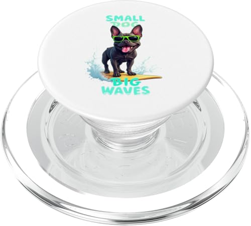 Cooler schwarzer französischer Bulldoggen-Surfhund PopSockets PopGrip für MagSafe von French Bulldog Fun Designs