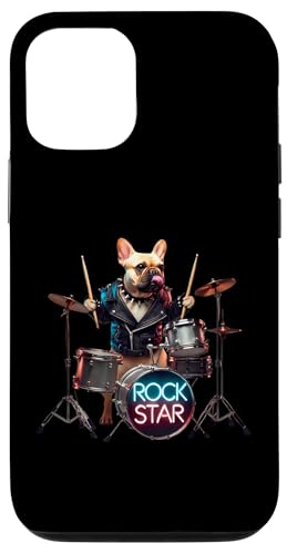 Hülle für iPhone 15 Französische Bulldogge Shirt Heavy Metal Hund Hard Rock Musik Liebhaber von French Bulldog Gifts and Doggie Shirts