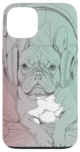 Französische Bulldoggen Kopfhörer Bullenliebhaber Mütter Hülle für iPhone 13 von Frenchie