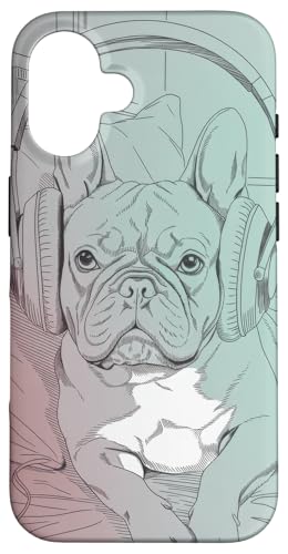 Französische Bulldoggen Kopfhörer Bullenliebhaber Mütter Hülle für iPhone 16 von Frenchie