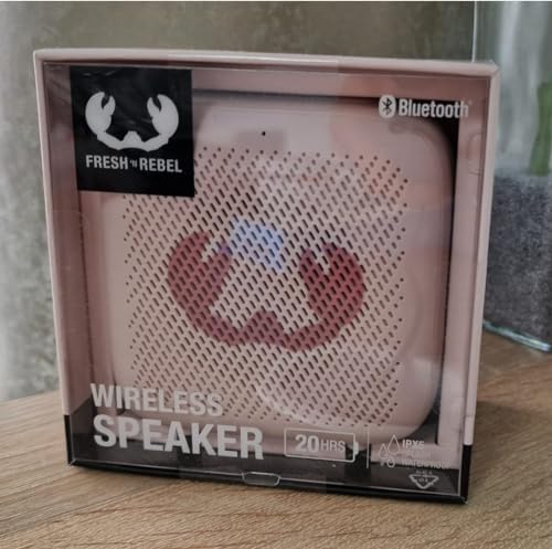 Fresh 'n Rebel Wireless Bluetooth Speaker IPX-5, bis zu 20 Std. Akku Laufzeit, Spritzwassergeschützt, Micro-SD Slot, Typ-C, auch für PC Und Multimedia nutzbar, eingebaute Mikrofon (Smokey Pink) von Fresh 'n Rebel