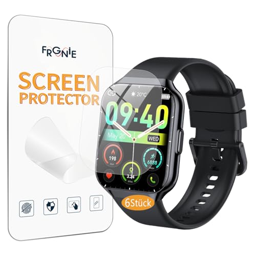 Frgnie Schutzfolie Kompatibel für Jugeman P99 Smartwatch 1,96 Zoll (6 Stück) Flexibel TPU für P98 Smartwatch, Hülle Blasenfreie Displayschutzfolie von Frgnie