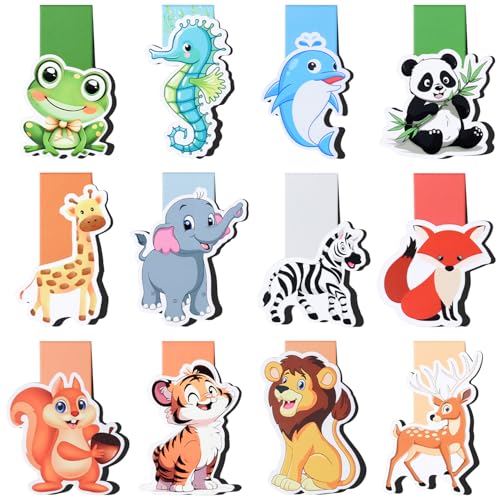 12 Stück Lesezeichen Magnetisch, Süsse Tiere Magnet Lesezeichen, Lesezeichen Kinder, Lesezubehör, Cartoon Tier Lesezeichen Für Schüler, Junge, Mädchen, Buchliebhaber von Friedwohl