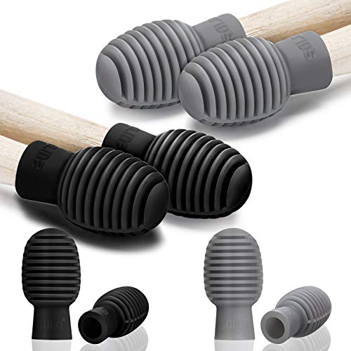 8 Stücke Trommel Dämpfer Drumstick Leise Trommel Dämpfer Zubehör Gummi Übung Schlagzeug Spitze Dämpfer Ersatz Trommel Übung Spitze (Schwarz und Grau) von Frienda