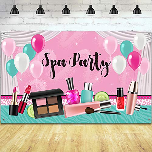 Mädchen Spa Party Dekorationen, 71 x 43 Zoll, Süß Rosa Hintergrund Prinzessin Makeup Geburtstag Fotografie Hintergrund Fotoautomat Banner für Spa Tag Makeup Thema Party Dekoration von Frienda