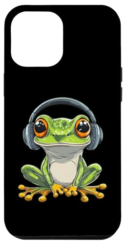 Hülle für iPhone 12 Pro Max Cute Frog Wearing Headphones von Frog Wearing Headphones Frog Lover Apparel